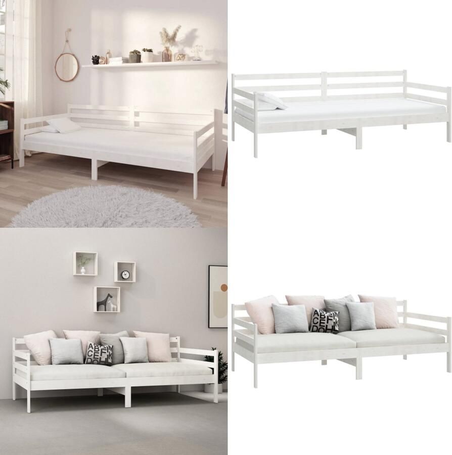 VidaXL Slaapbank massief grenenhout wit 90x200 cm Bedbank Bedbanken Bed Bank Bed Banken