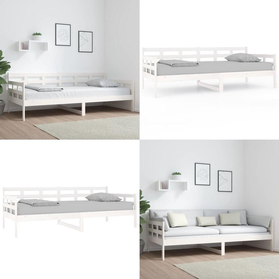 VidaXL Slaapbank massief grenenhout wit 90x200 cm Slaapbank Slaapbanken Bedbank Bed