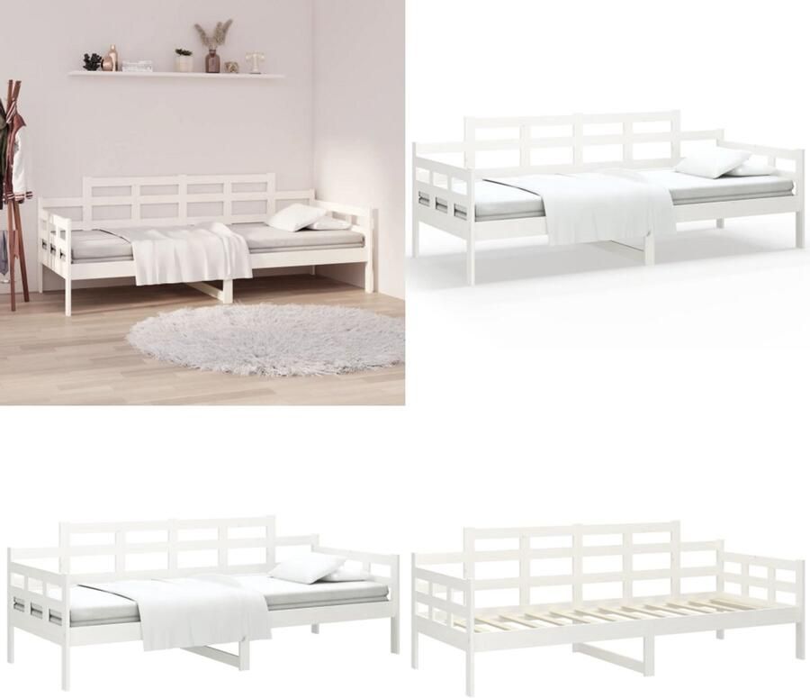 VidaXL Slaapbank massief grenenhout wit 90x200 cm Slaapbank Slaapbanken Bedbank Bed