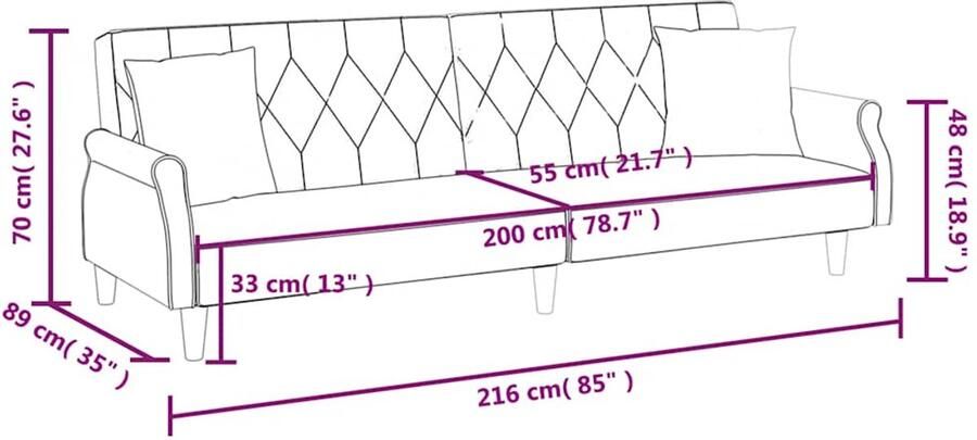 Vida XL Slaapbank met armleuningen fluweel lichtgrijs SKU: 351944 - Foto 5