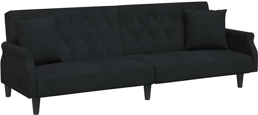 Vida XL Slaapbank met armleuningen fluweel zwart SKU: 351948 - Foto 4