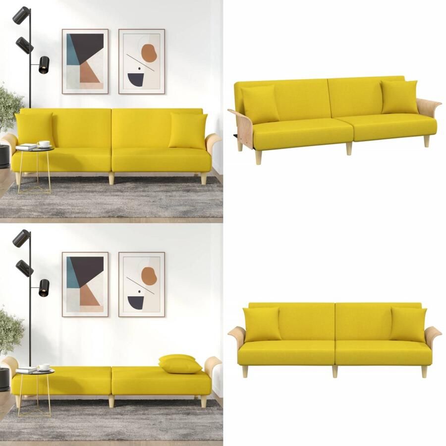 VidaXL -Slaapbank-met-armleuningen-stof-geel