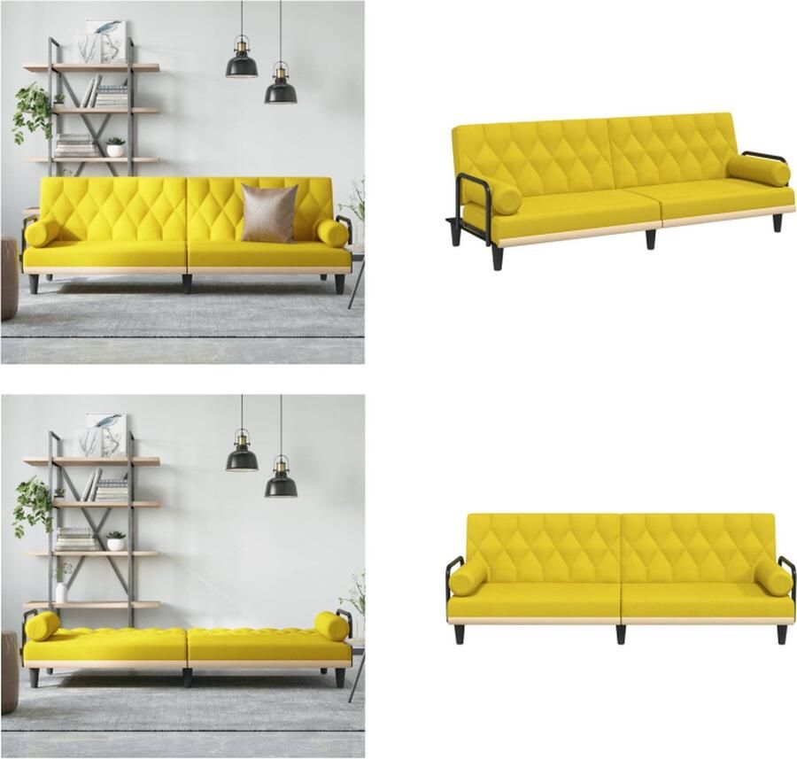 VidaXL -Slaapbank-met-armleuningen-stof-lichtgeel - Foto 3