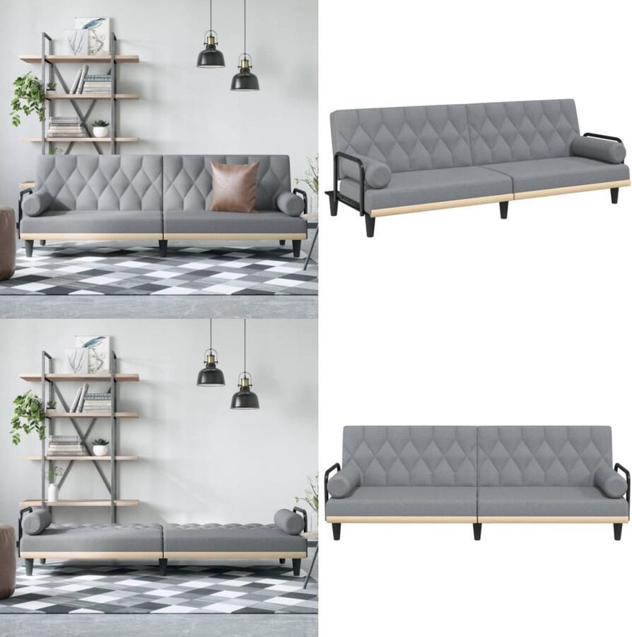 VidaXL -Slaapbank-met-armleuningen-stof-lichtgrijs