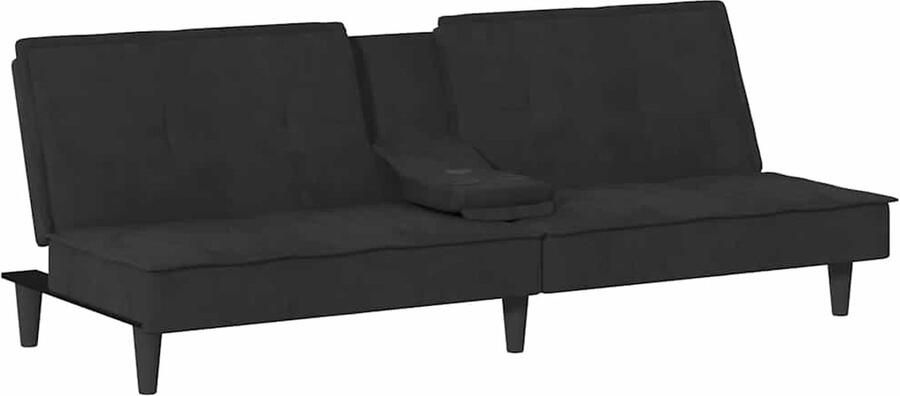 The Living Store Slaapbank Fluwelen Bank Zwart 200 x 89 x 70 cm Verstelbare rugleuning Slaapbank Fluweelbank Tweepersoonsbed Sofa Bed Lounge Bank - Foto 2