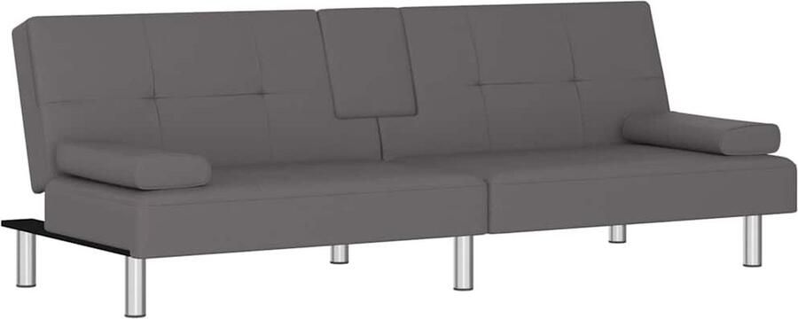 The Living Store Slaapbank Grijs Comfortabele zitervaring Verstelbare rugleuning Praktisch ontwerp Duurzaam kunstleer Metalen voetjes 200x89x70cm Slaapbank Grijze Sofa Lounge Bank Multifunctionele Bank Design Bank - Foto 2