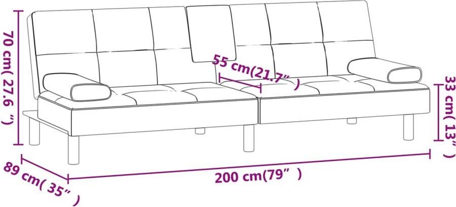 VidaXL -Slaapbank-met-bekerhouders-kunstleer-wijnrood - Foto 2