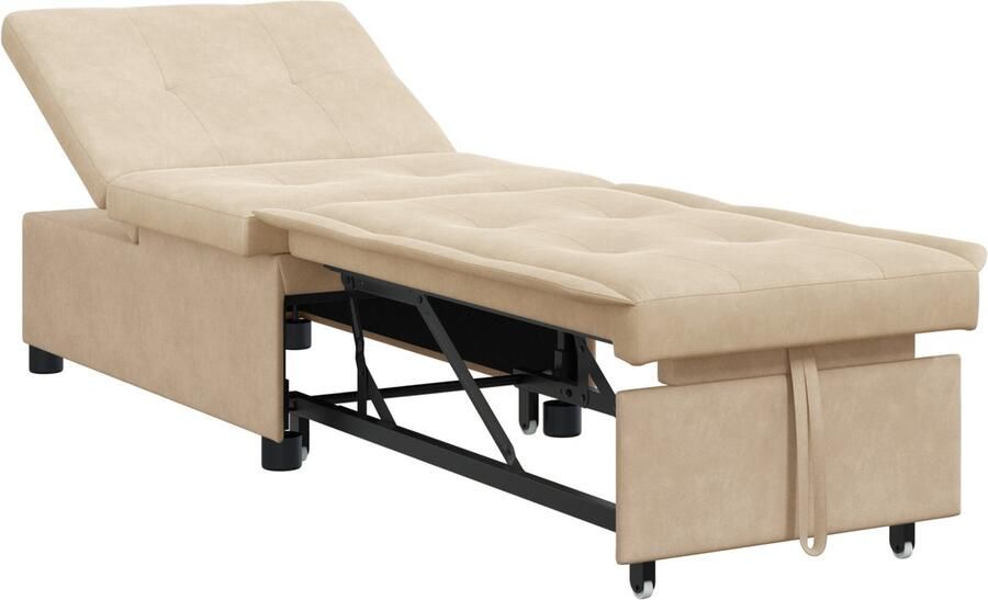 VidaXL Slaapbank met kussen Crème 67 x 194 x 82 cm Microvezel stof