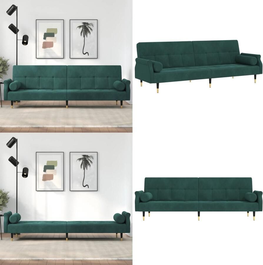 VidaXL Slaapbank met kussens fluweel donkergroen Slaapbank Slaapbanken Slaap Bank Bedbank