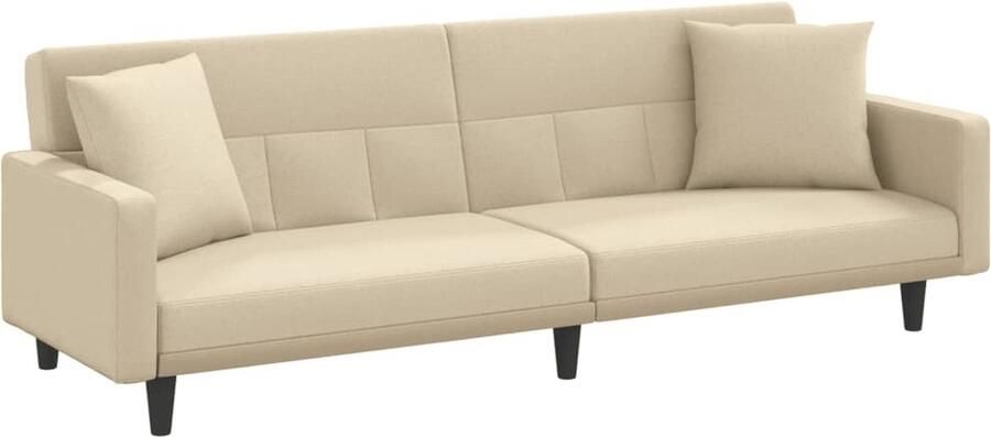 VidaXL -Slaapbank-met-kussens-stof-crèmekleurig