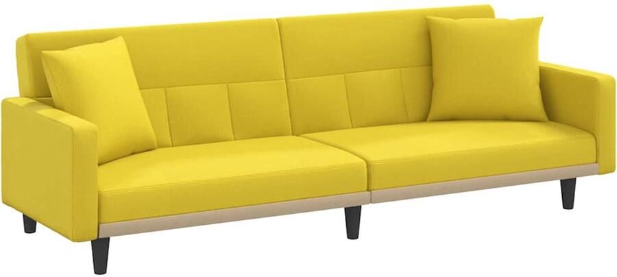 VidaXL -Slaapbank-met-kussens-stof-lichtgeel - Foto 4