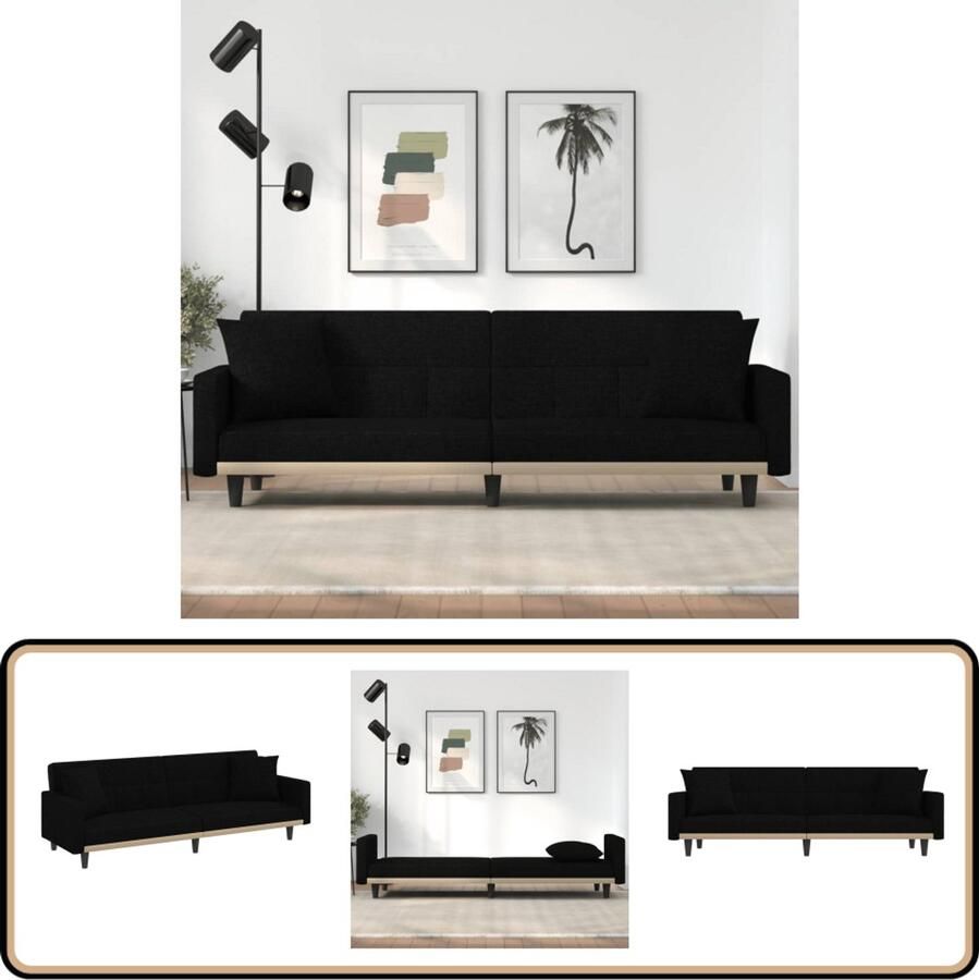 VidaXL Slaapbank Met Kussens Stof Zwart Slaapbank Sofa Bed Tweepersoons Slaapkamer Zwarte Meubels Stoffen Bank Lounge Furniture Living Room Furniture