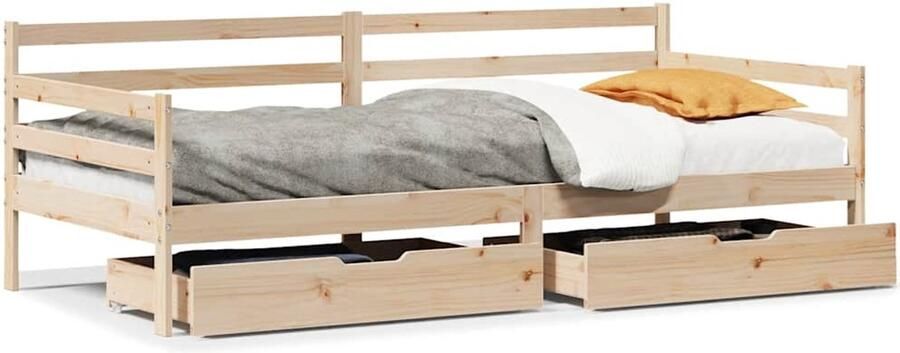 VidaXL Slaapbank met lades 80x200 cm massief grenenhout wit