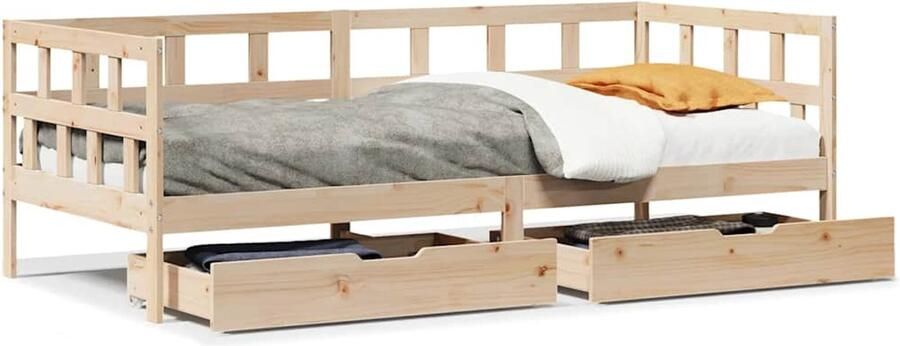 VidaXL Slaapbank met lades 90x190 cm massief grenenhout