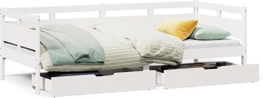 VidaXL Slaapbank met lades 90x190 cm massief grenenhout wit