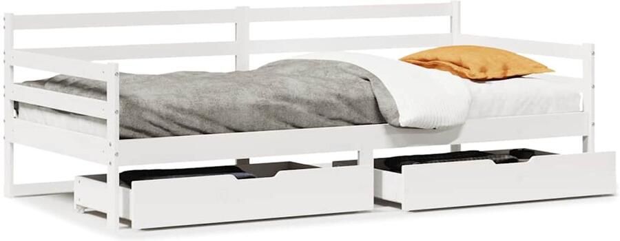 VidaXL Slaapbank met lades 90x190 cm massief grenenhout wit