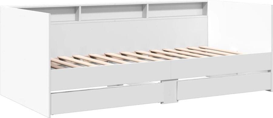 VidaXL Slaapbank met lades zonder matras 90x200 cm wit - Foto 2