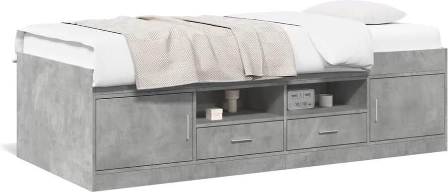 VidaXL -Slaapbank-met-lades-100x200-cm-bewerkt-hout-betongrijs - Foto 2
