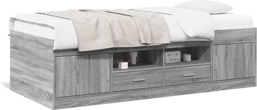 VidaXL Slaapbank met lades zonder matras 90x190 cm grijs sonoma eiken