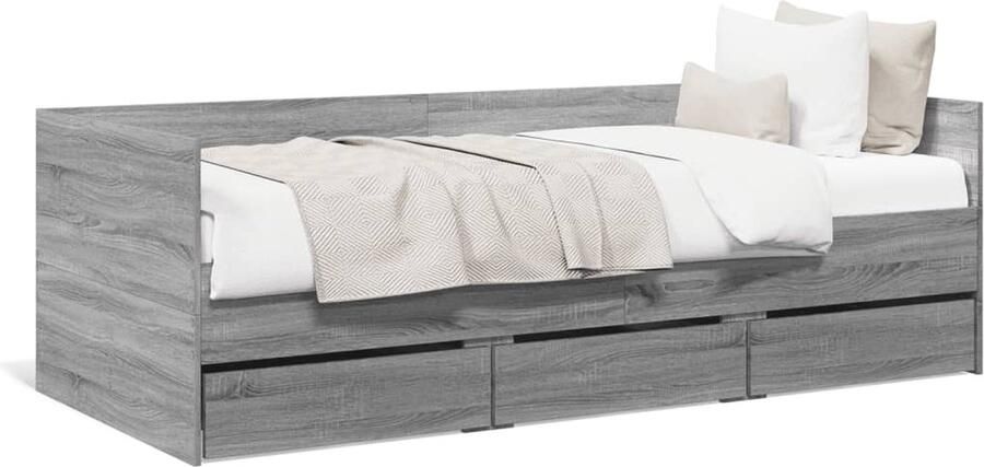 VidaXL -Slaapbank-met-lades-90x190-cm-bewerkt-hout-grijs-sonoma-eiken