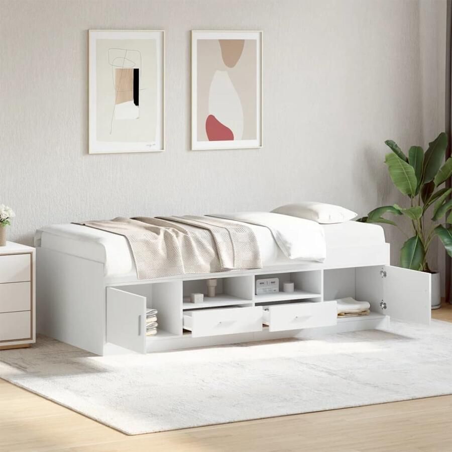 VidaXL Slaapbank met lades zonder matras 90x190 cm wit - Foto 2