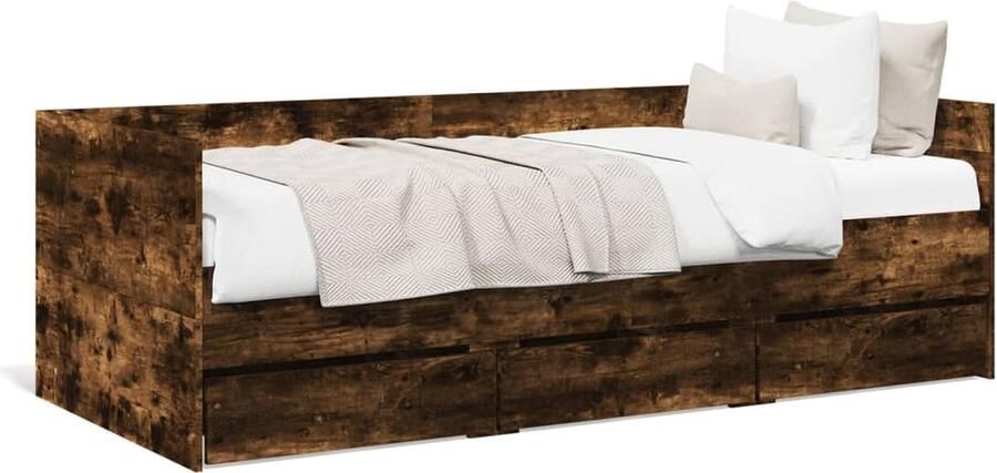 VidaXL -Slaapbank-met-lades-90x200-cm-bewerkt-hout-gerookt-eikenkleurig