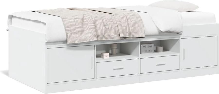 VidaXL Slaapbank met lades zonder matras 90x200 cm wit - Foto 2