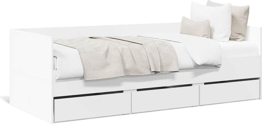 VidaXL Slaapbank met lades zonder matras 90x200 cm wit - Foto 2