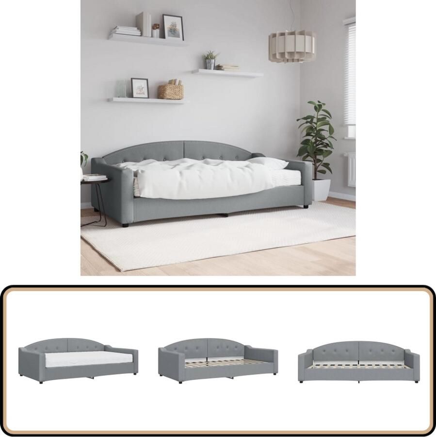 VidaXL Slaapbank met matras 100x200 cm Lichtgrijs Slaapbank Tweepersoonsbed Sofa Bed Multifunctioneel Meubilair Licht Grijs