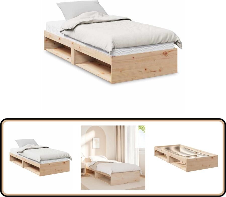 VidaXL Slaapbank met matras 100x200 cm massief grenenhout