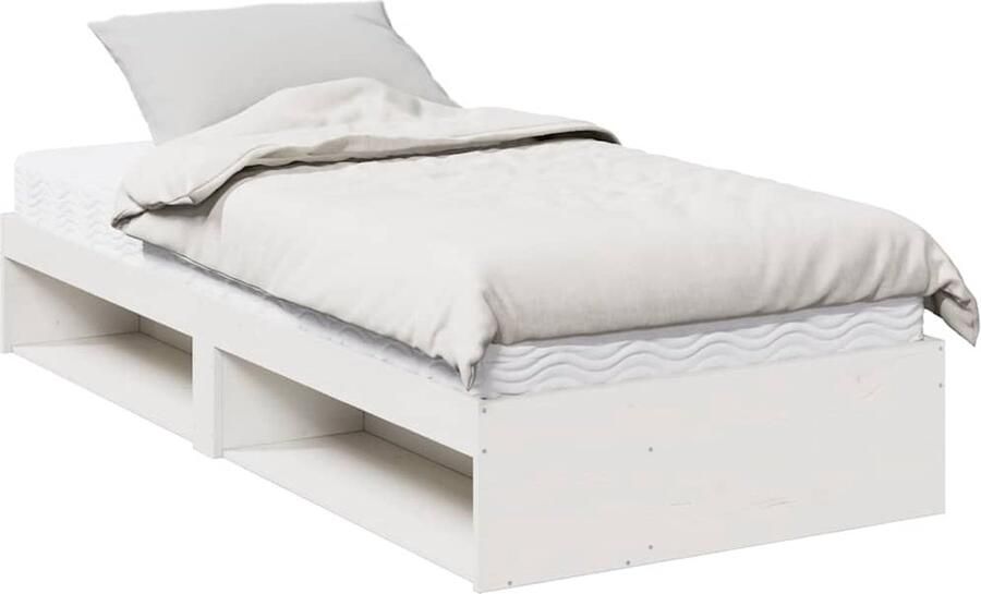 VidaXL Slaapbank met matras 100x200 cm massief grenenhout wit