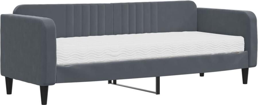 VidaXL Slaapbank met matras 80x200 cm fluweel donkergrijs