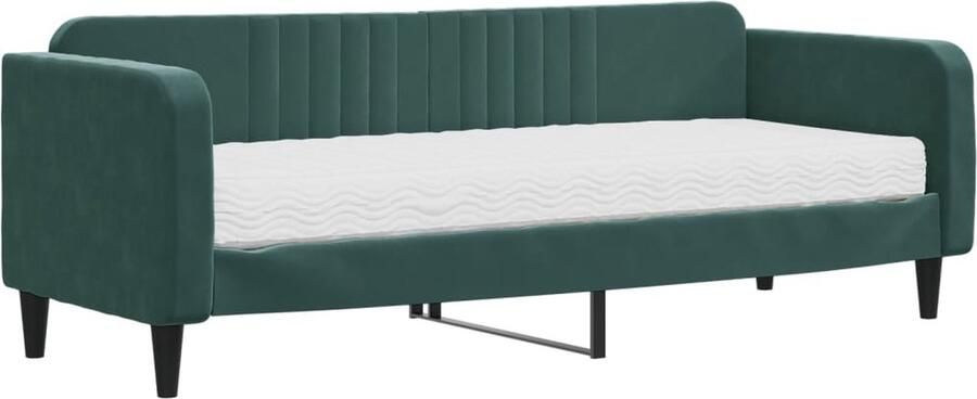 VidaXL -Slaapbank-met-matras-80x200-cm-fluweel-donkergroen - Foto 2