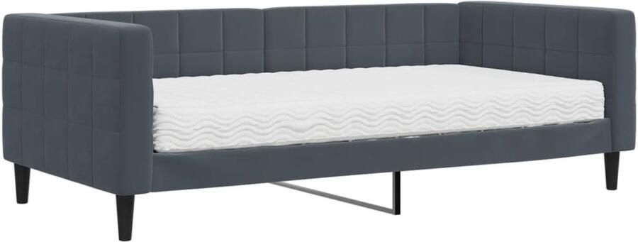 VidaXL Slaapbank met matras 90x190 cm fluweel donkergrijs