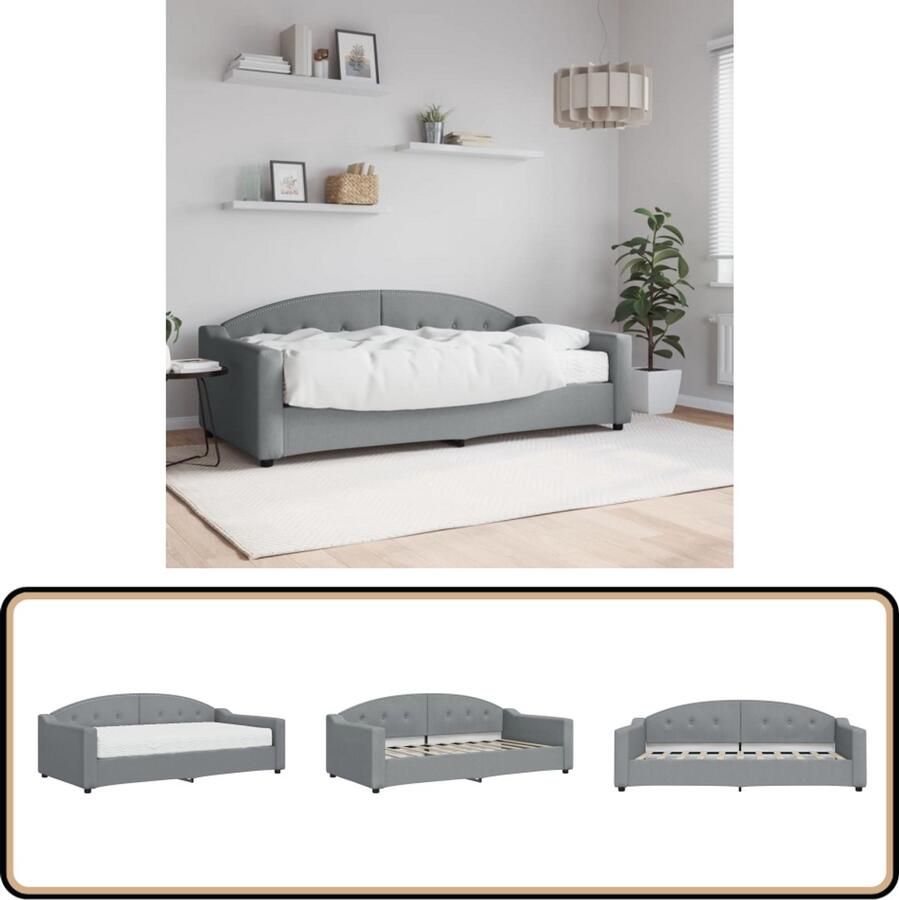 VidaXL Slaapbank met matras 90x190 cm Lichtgrijs Slaapbank Sofa Bed Tweepersoonsbed Éénpersoonsbed Lounge Meubilair
