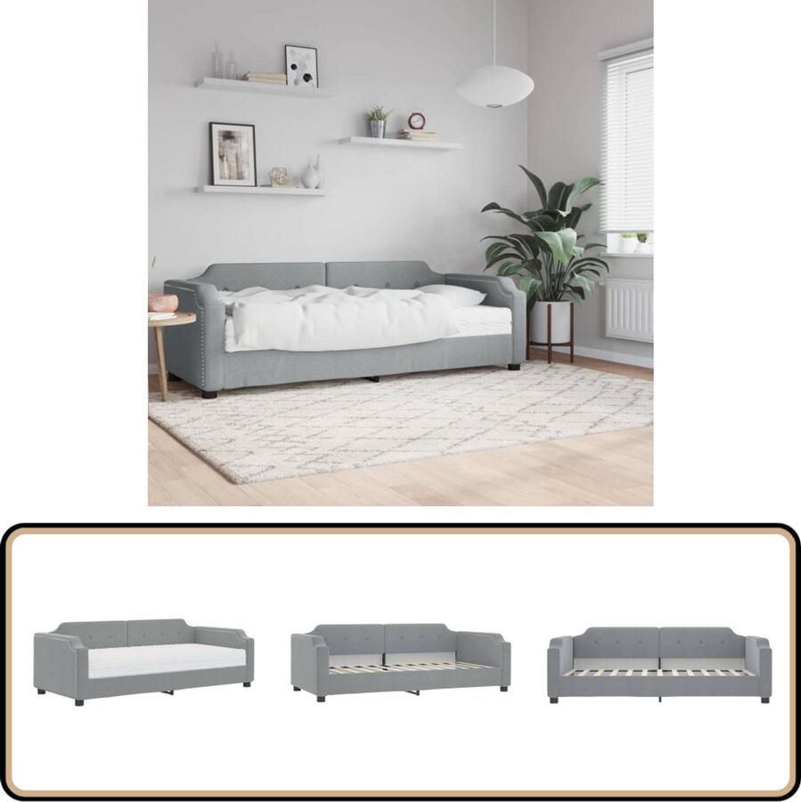 VidaXL Slaapbank met matras 90x190 cm Lichtgrijs Slaapbank Tweepersoonsbed Sofa Bed Kanapé Lit Meubels