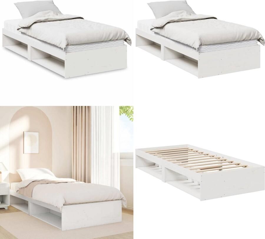 VidaXL Slaapbank met matras 90x190 cm massief grenenhout wit Dagbed Dagbedden Slaapbank Logeerbed