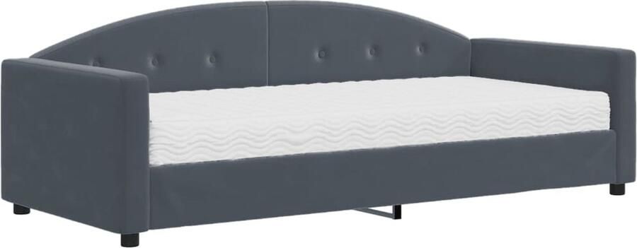 VidaXL Slaapbank met matras 90x200 cm fluweel donkergrijs