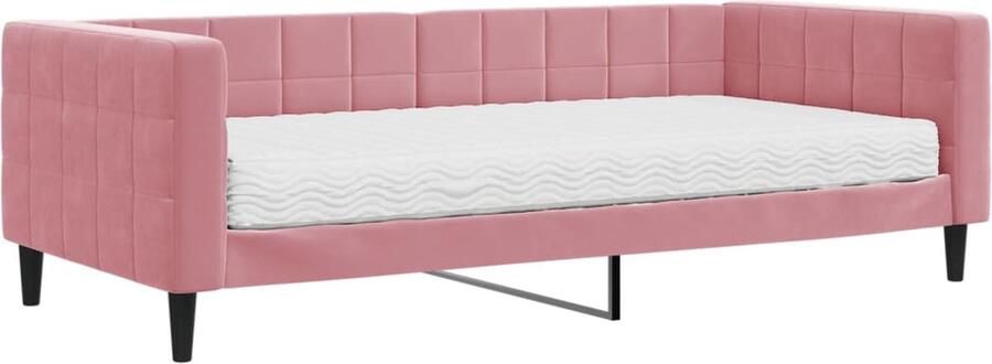 VidaXL Roze Fluwelen Slaapbank 90x200 cm Slaapbank Tweepersoonsbed Daybed Lounge Sofa Rozerood Meubilair - Foto 3