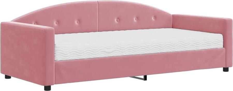 VidaXL Roze Fluwelen Slaapbank 90x200 cm Slaapbank Tweepersoonsbed Daybed Lounge Sofa Rozerood Meubilair - Foto 4