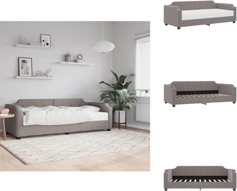 VidaXL Slaapbank Met Matras Slaapbank Met Matrassen Slaapbank Bedbank Slaapbank met matras 100x200 cm stof taupe