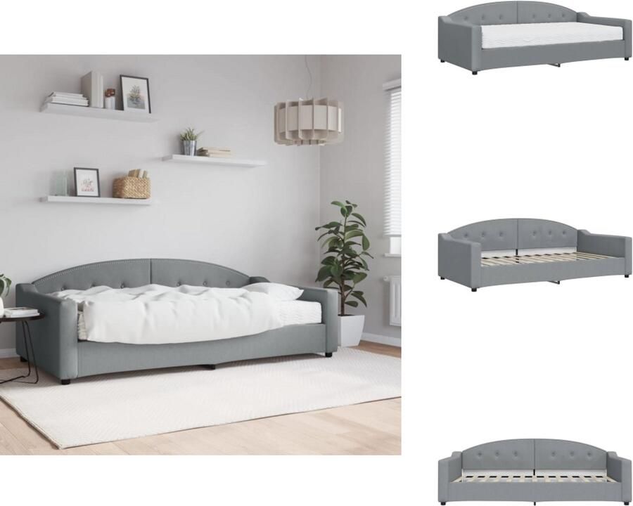 VidaXL Slaapbank Met Matras Slaapbank Met Matrassen Slaapbank Bedbank Slaapbank met matras 100x200 cm stof lichtgrijs