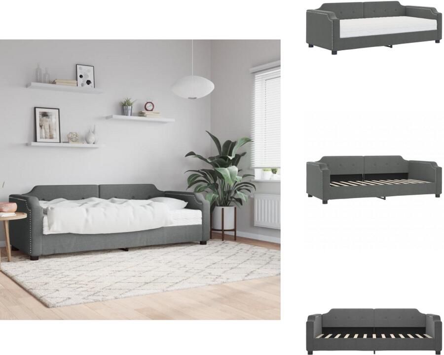 VidaXL Slaapbank Met Matras Slaapbank Met Matrassen Slaapbank Bedbank Slaapbank met matras 100x200 cm stof donkergrijs