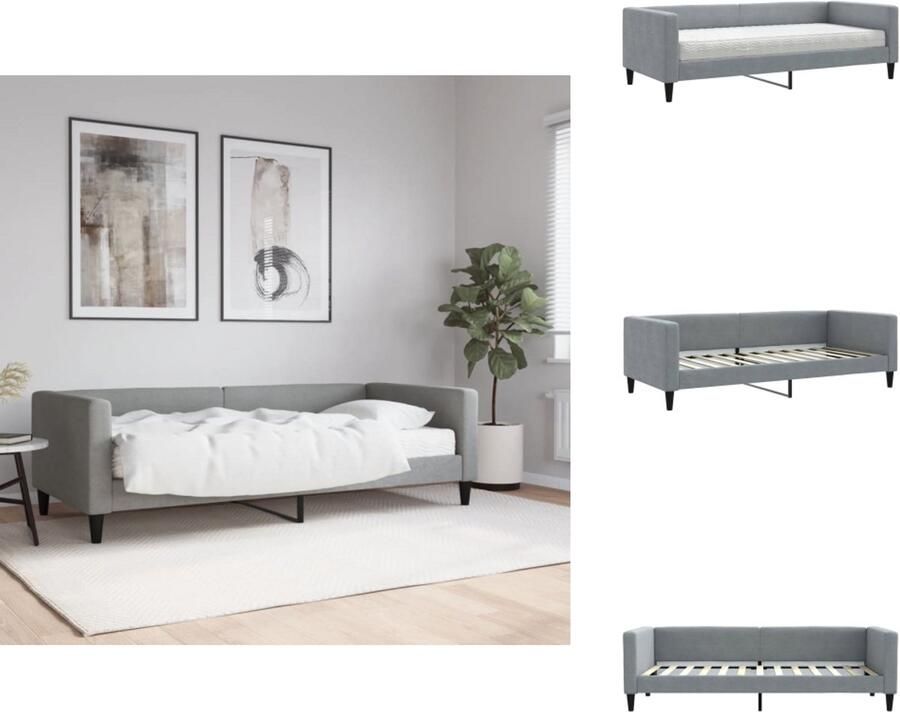 VidaXL Slaapbank Met Matras Slaapbank Met Matrassen Slaapbank Bedbank Slaapbank met matras 90x200 cm stof lichtgrijs