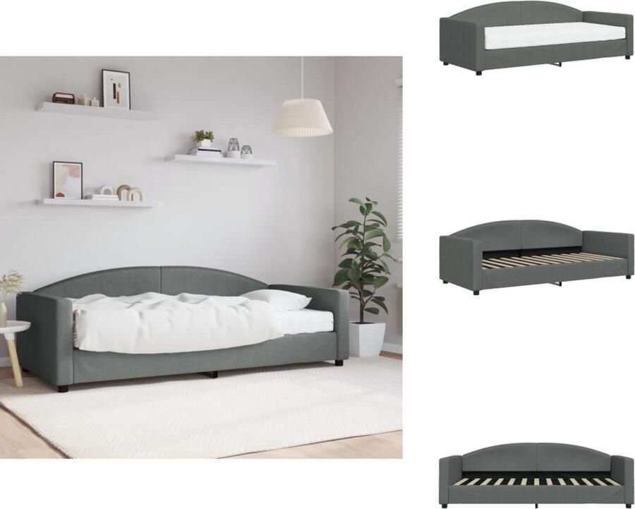 VidaXL Slaapbank Met Matras Slaapbank Met Matrassen Slaapbank Bedbank Slaapbank met matras 90x200 cm stof donkergrijs