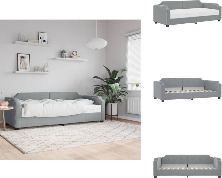 VidaXL Slaapbank Met Matras Slaapbank Met Matrassen Slaapbank Bedbank Slaapbank met matras 90x200 cm stof lichtgrijs