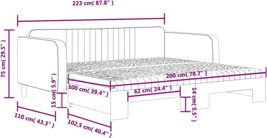 VidaXL Slaapbank met onderschuifbed 100x200 cm Blauw Slaapbank Velvet Sofa Tweepersoonsbed Kanapé Lit Slaapbanken Lounge Meubilair Living Room Furniture Blue Couch