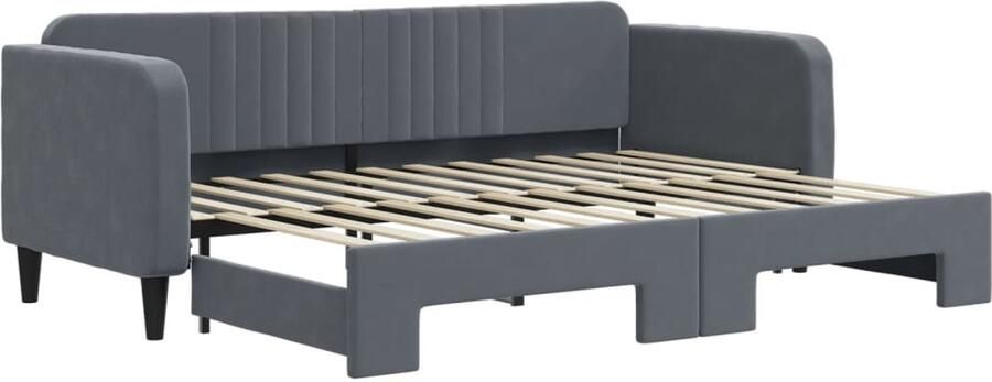 VidaXL Slaapbank met onderschuifbed 80x200 cm fluweel donkergrijs
