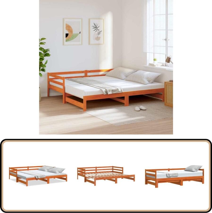 VidaXL Slaapbank met onderschuifbed 80x200 cm massief grenenhout