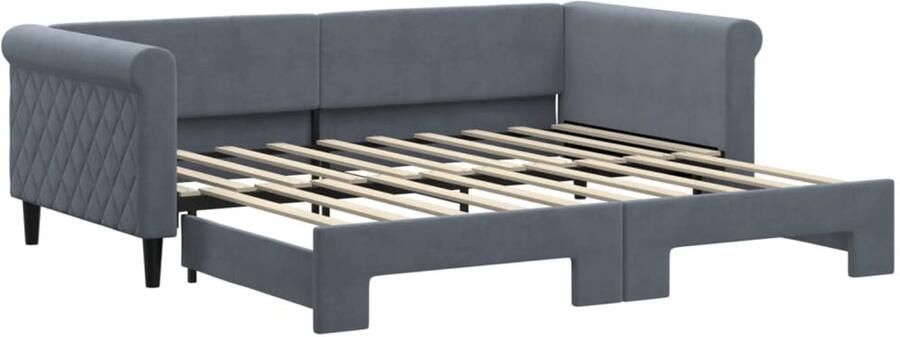 VidaXL Slaapbank met onderschuifbed 90x190 cm fluweel donkergrijs